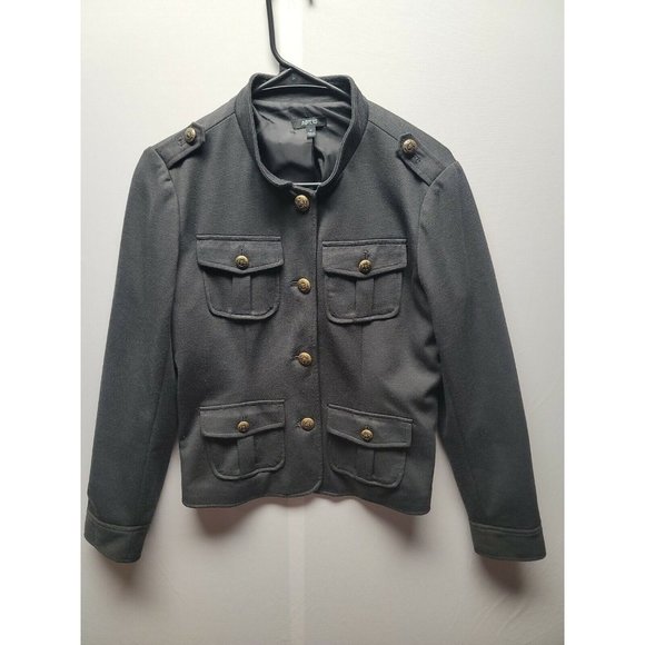 Apt 9 Gray Button Up Long Sleeve Military Style Jacket Size M - Picture 1 of 5